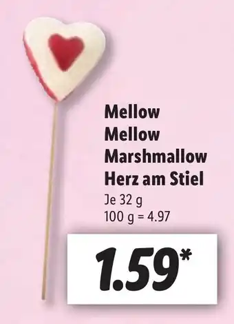 Lidl Mellow Mellow Marshmallow Herz am Stiel 32g Angebot