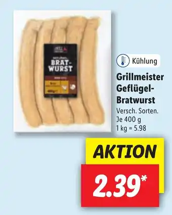 Lidl Grillmeister Geflügel Bratwurst 400g Angebot