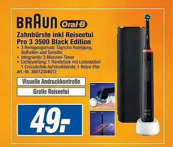 expert Techno Land Braun Oral-b Zahnbürste Inkl Reiseetui Pro 3 3500 Black Edition Angebot