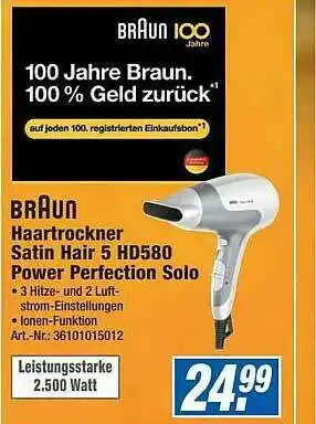 Expert Technomarkt Braun Haartrockner Satin Hair 5 Hd580 Power Perfection Solo Angebot