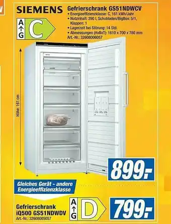 Expert Technomarkt Siemens Gefrierschrank Gs51ndwcv Gefrierschrank Iq500 Gs51ndwdv Angebot