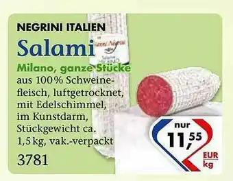 Recke Fleischwaren Negrini Italien Salami Milano Angebot