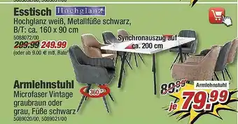 Poco Hochglanz Esstisch, Armlehnstuhl Angebot