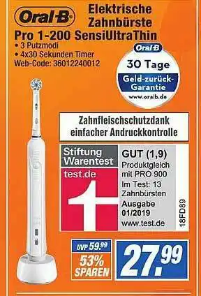 expert Octomedia Oral-b Elektrische Zahnbürste Pro 1-20 Sensiultrathin Angebot