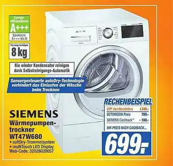 expert Octomedia Siemens Wärmepumpentrockner Wt47w680 Angebot