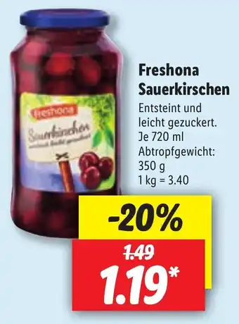 Lidl Freshona Sauerkirschen 720ml Angebot