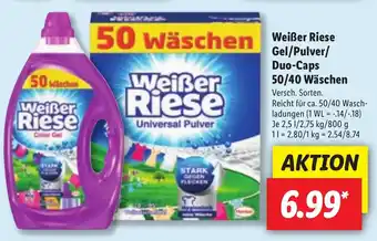 Lidl Weißer Riese Gel/ Pulver/ Duo-Caps 50/40 Wäschen Angebot