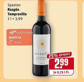 REWE Spanien Rasgon Tempranillo Angebot