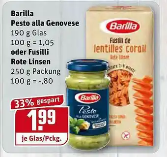 REWE Barilla Pesto Alla Genovese Oder Fusilli Rote Linsen Angebot