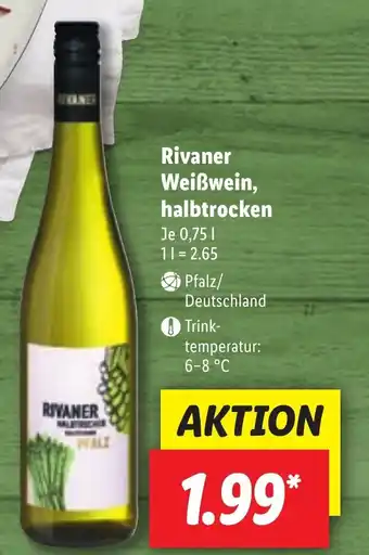 Lidl Rivaner Weißwein, halbtrocken 0,75L Angebot