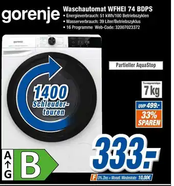 Expert Klein Gorenje Waschmaschine WFHEI 74 BDPS Angebot