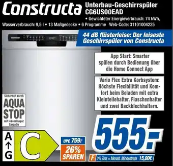 Expert Klein Constructa Unterbau Geschirrspüler CG6US00EAD Angebot