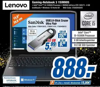 Expert Klein Lenovo Gaming Notebook 3 15IMH05 Angebot