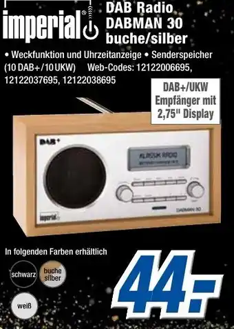 Expert Klein Imperial DAB Radio DABMAN 30 buche/silber Angebot