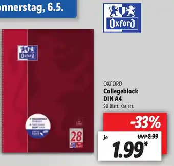 Lidl Oxford Collegeblock DIN A4 Angebot