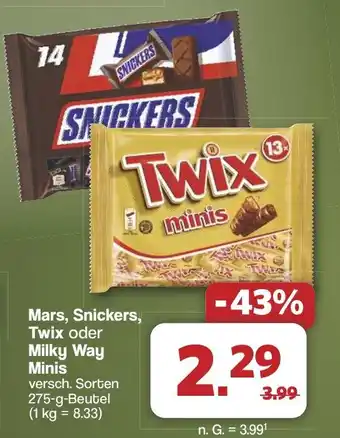 Famila Nord West Mars, Snickers, Twix oder Milky Way Minis Angebot