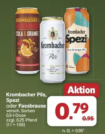 Famila Nord West Krombacher Pils, Spezi oder Fassbrause Angebot