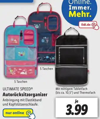 Lidl Ultimate Speed Autorücksitzorganizer Angebot