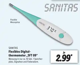 Lidl Sanitas Flexibles Digitalthermometer ,,SFT 09" Angebot