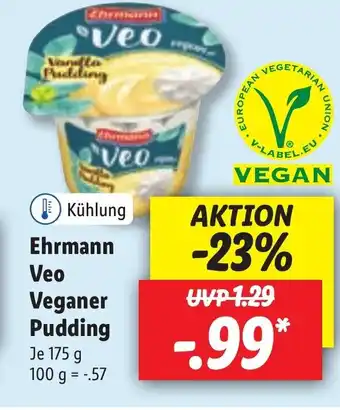 Lidl Vegan Ehrmann Veo Veganer Pudding 175g Angebot