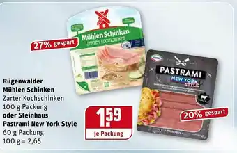 REWE Rügenwalder Mühle Mühlen Schinken Oder Steinhaus Pastrami New York Style Angebot