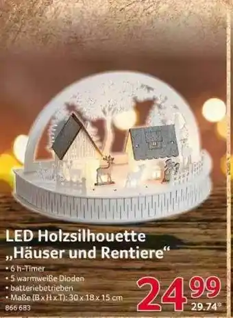 Selgros Led Holzsilhouette „häuser Und Rentiere“ Angebot