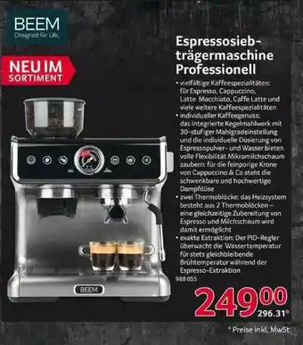 Selgros Beem Espressosiebträgermaschine Professionell Angebot