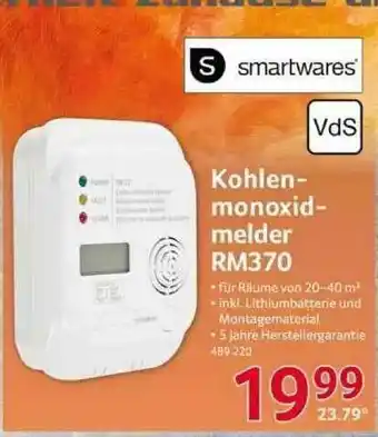 Selgros Smartwares Kohlenmonoxidmelder Rm370 Angebot