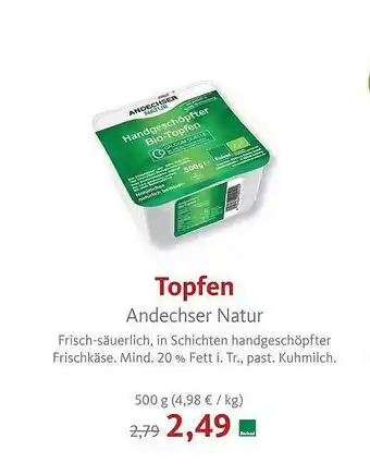 VollCorner Biomarkt Topfen Andechser Natur Angebot