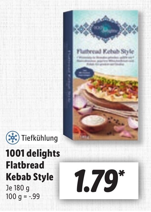 1001 delights Flatbread Kebab Style 180g Angebot bei Lidl