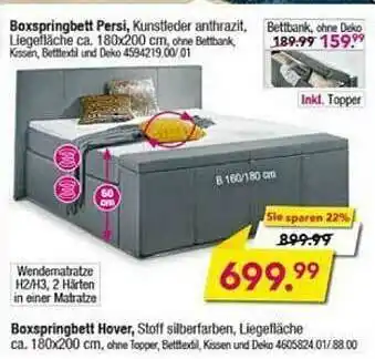 Möbel Boss Boxspringbett Persi, Boxspringbett Hover Angebot