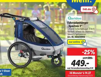 Lidl Qeridoo Fahrradanhänger ,,Sportrex 2" Angebot