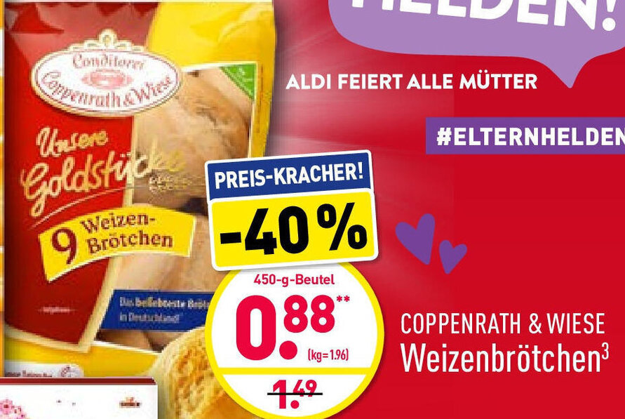 Coppenrath & Wiese Weizenbrötchen 450g Beutel Angebot bei Aldi Nord