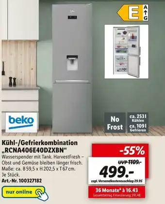 Lidl Beko kühl-/gefrierkombination Angebot