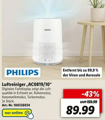 Lidl Luftreiniger „ac0819/10“ Angebot