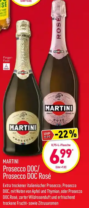 Aldi Nord Martini Prosecco DOC/ Prosecco DOC Rosé 0,75L Angebot