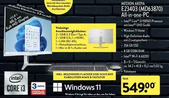 Aldi Nord Windows 11 Medion Akoya E23403 (MD63870) All in one PC Angebot