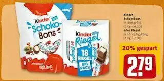 REWE Kinder schokobons oder riegel Angebot