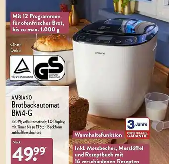 Aldi Nord Ambiano Brotbackautomat Bm4-g Angebot