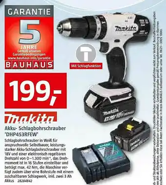 Bauhaus Makita Akku- Schlagbohrschrauber Dhp453rfew Angebot