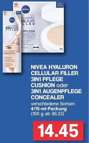 Famila Nord West Nivea Hyaluron Cellular Filler 3in1 Pflege Cushion oder  3in1 Augenpflege Concealer 4/15ml Angebot