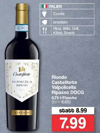 Famila Nord West Riondo Castelforte Valpolicella Ripasso DOCG 0,75L Angebot