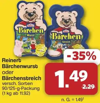 Famila Nord West Reinert Bärchenwurst oder Bärchenstreich Angebot
