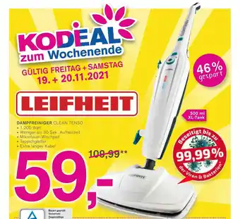 KODi Leifheit Dampfreiniger Clean Tenso Angebot