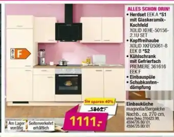 Möbel Boss Herdset EEK A "S1 mit Glaskeramik-Kochfeld/Kopffreihaube/Kühlschrank mit Gefrierfach/Einbauspüle/Schubkasten-dämpfung Angebot