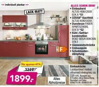 Möbel Boss Einbauküche/Einbauherd/Ceran Kochfeld/Dunstabzug/Kühlschrank Angebot