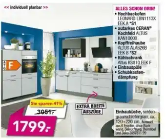 Möbel Boss Einbauküche/Hochbackofen/Autarkes Glaseramik Kochfeld/Dunstesse/Kühlschrank/Einbauspüle Angebot