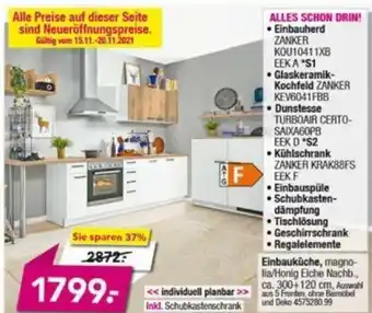 Möbel Boss Einbauküche/Hochbackofen/Autarkes Glaskeramik Kochfeld/Dunstesse 90cm/Kühlschrank/Einbauspüle/Schubkastendämpfung Angebot