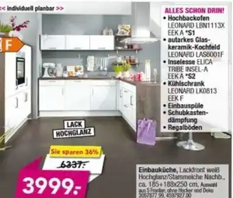 Möbel Boss Einbauküche/Hochbackofen/autarkes Glas-Keramic-Kochfeld/Inselesse/Kühlschrank/Einbauspüle Angebot