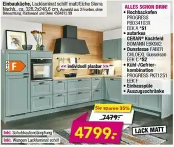 Möbel Boss Einbauküche/Hochbackofen/Autarkes Glaseramik Kochfeld/Dunstesse/Kühlschrank/Einbauspüle Angebot